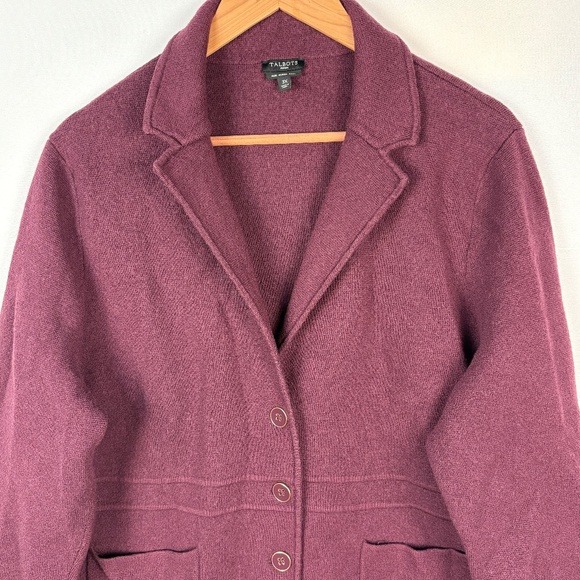 Talbots Women Wool Knit Blazer Jacket 3X Formal Business Dark Academia Office - Picture 2 of 14